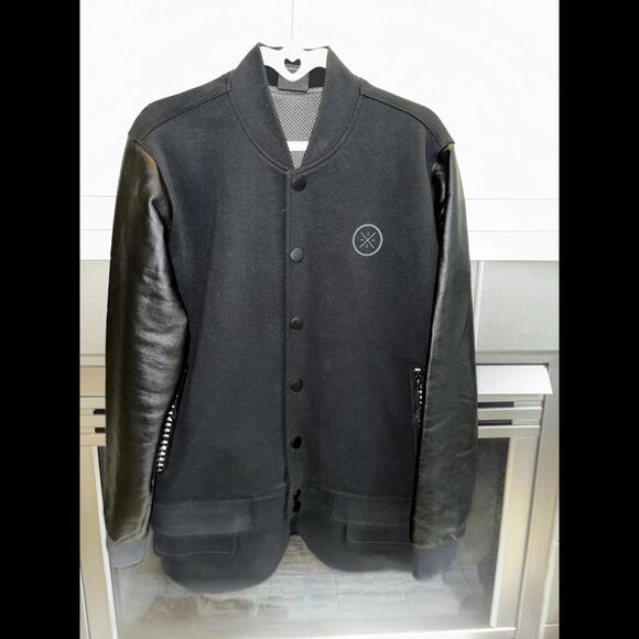 Dwyane Wade Mens Xl Black Varsity Jacket With Leather Sleeves